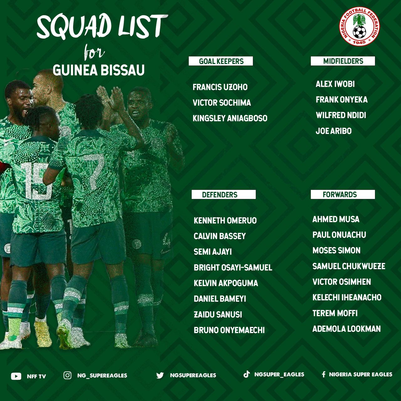 AFCON 2023 Race: Peseiro calls Musa, Osimhen, Lookman, 20 others for Guinea Bissau